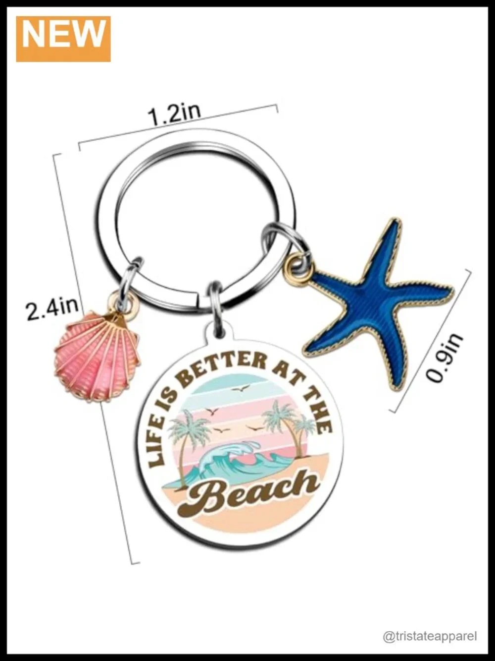 Life is Better at the Beach Engraved Stainless Steel Keychain